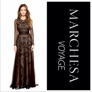 Marchesa Black Lace Gown NWT